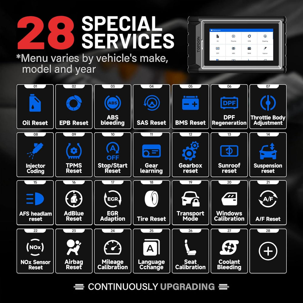 TOPDON OBD2 Diagnostic Device ArtiDiag800BT, All System Diagnostics and 28 Service Functions, OBD2 Diagnostic Device for All Vehicles, 2 Years Free Update, Wireless Connection, Black