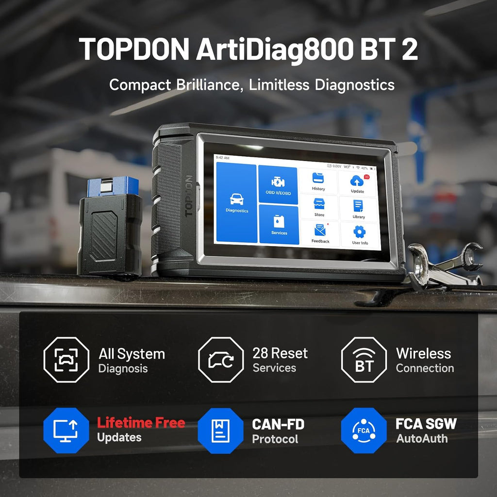 TOPDON OBD2 Diagnostic Device ArtiDiag800BT, All System Diagnostics and 28 Service Functions, OBD2 Diagnostic Device for All Vehicles, 2 Years Free Update, Wireless Connection, Black