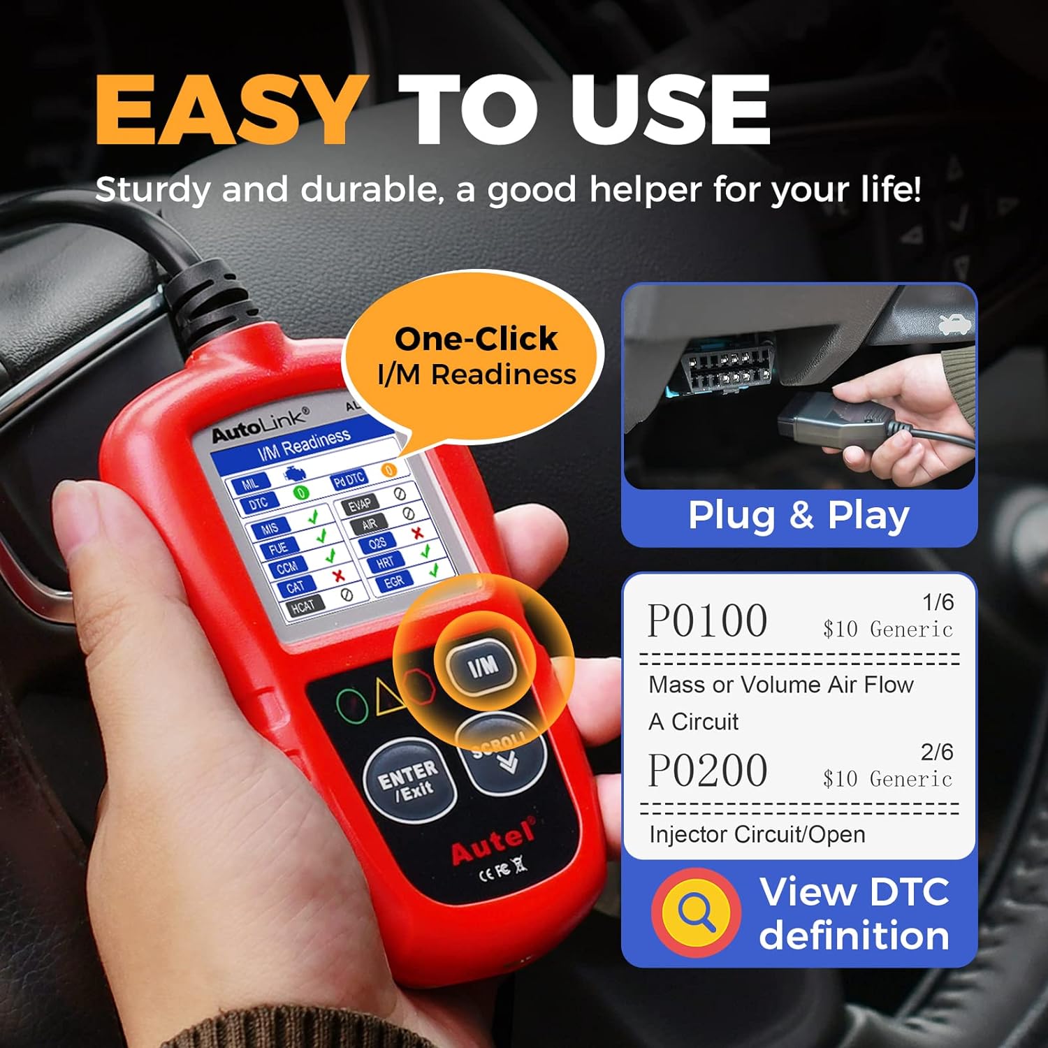 Autel AL319 OBD2 Diagnostic Device, Read and Remove Error Code, Display Real Time Data and Vehicle Information (German Online Download)