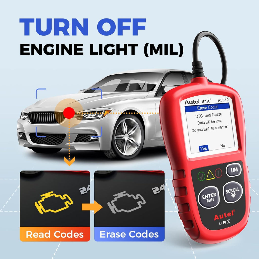 Autel AL319 OBD2 Diagnostic Device, Read and Remove Error Code, Display Real Time Data and Vehicle Information (German Online Download)